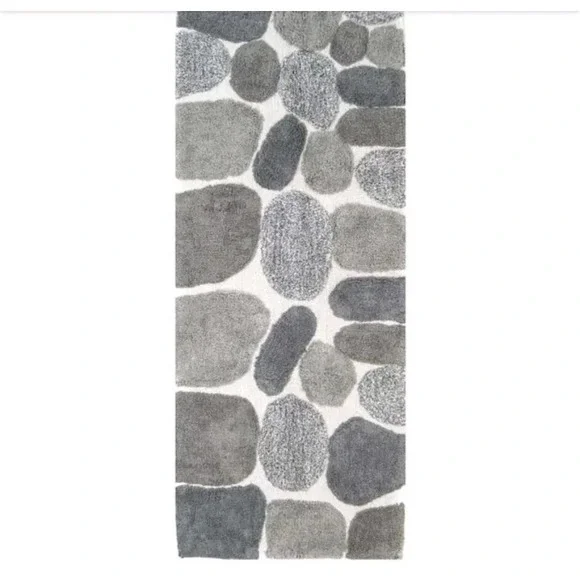 Pebbles Grey 24 in. x 60 in. Bath Rug Runner, 100% Cotton Tufted Bath Runner - Picture 2 of 4